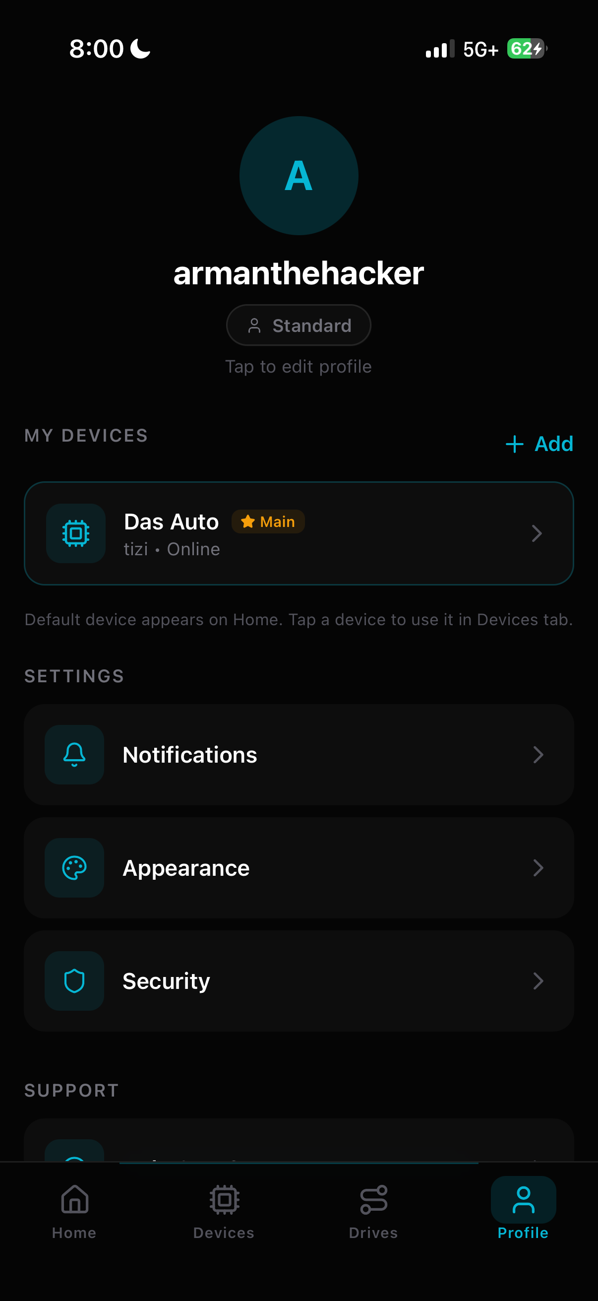 Mobile Profile Menu