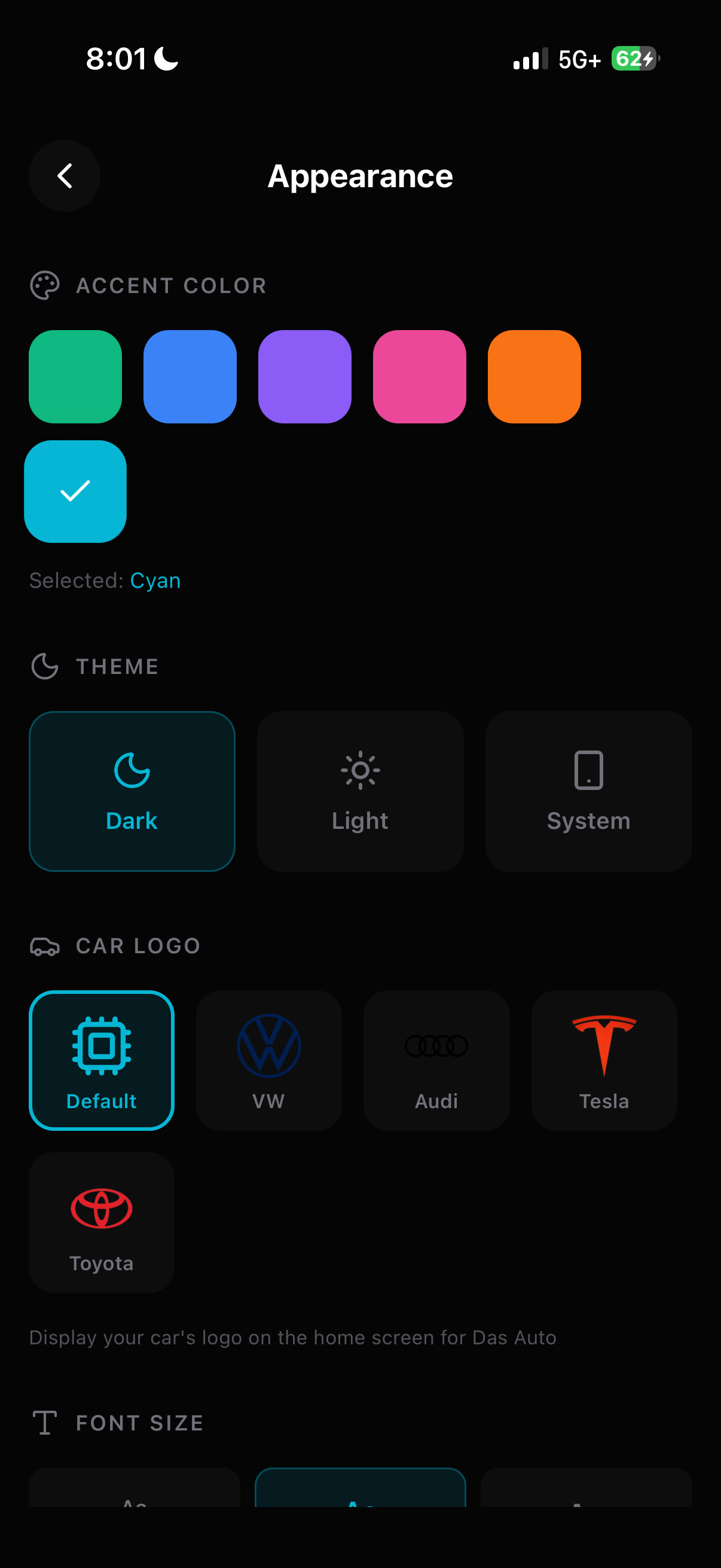 Mobile Appearance Settings