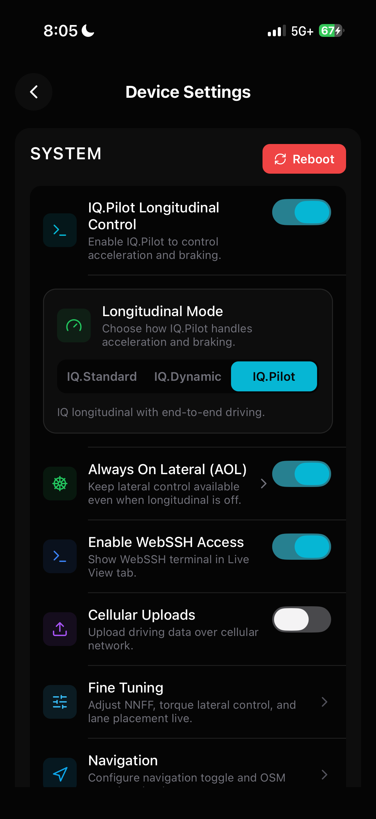 Mobile System Toggles